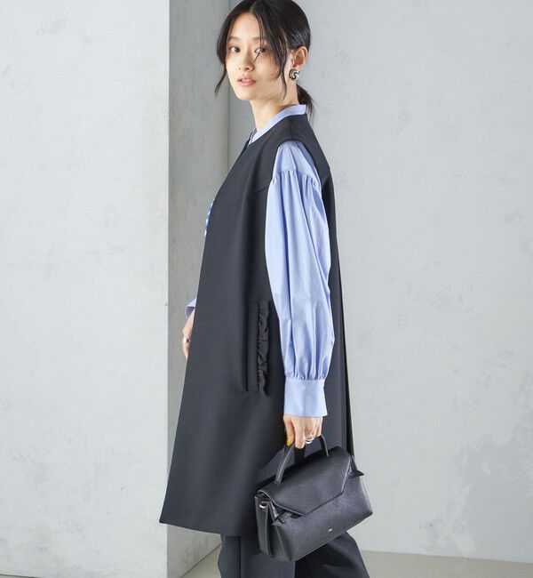 SHIPS for women「【SHIPS別注】kaene:〈洗濯機可能〉ハイストレッチ ダンボール フリル ジレ」|ベスト・ジレ|