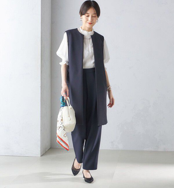 SHIPS for women「【SHIPS別注】kaene:〈洗濯機可能〉ハイストレッチ ダンボール フリル ジレ」|ベスト・ジレ|