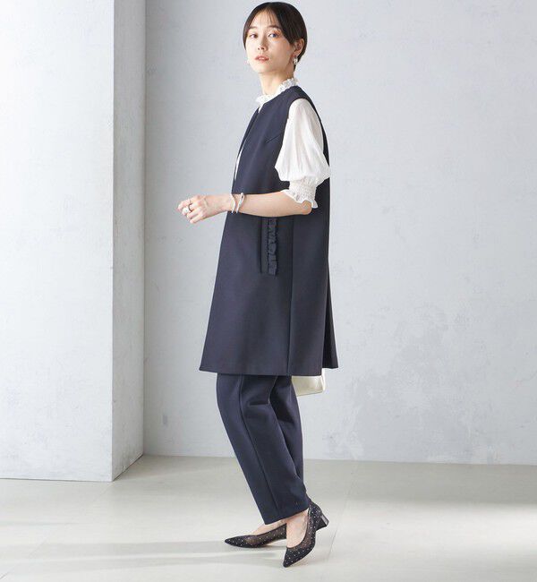 SHIPS for women「【SHIPS別注】kaene:〈洗濯機可能〉ハイストレッチ ダンボール フリル ジレ」|ベスト・ジレ|