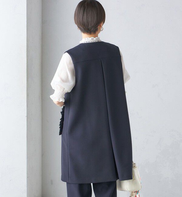 SHIPS for women「【SHIPS別注】kaene:〈洗濯機可能〉ハイストレッチ ダンボール フリル ジレ」|ベスト・ジレ|