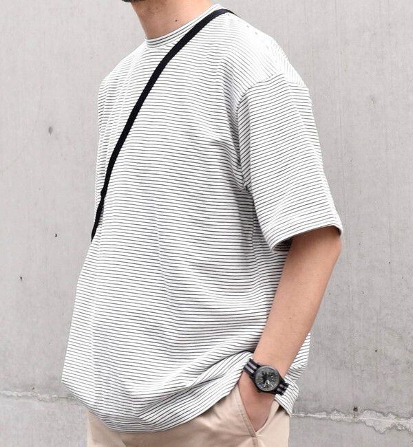 SHIPS any「SHIPS any: マイクロボーダー ミニ裏毛 ライト スウェット ライク Tシャツ◇」|Tシャツ・カットソー|ホワイト