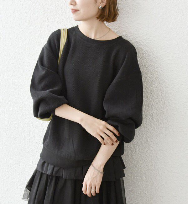 SHIPS any「SHIPS any:〈手洗い可能〉サカリバ ボリューム スリーブ ビッグ プルオーバー」|Tシャツ・カットソー|ブラック