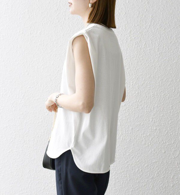 SHIPS any「《一部追加予約》SHIPS any:〈抗菌防臭/洗濯機可能〉USAコットン ラウンドヘム ノースリーブ TEE」|Tシャツ・カットソー|