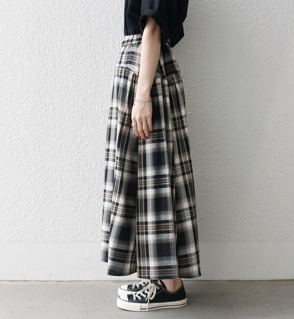 SHIPS any「SHIPS any:〈洗濯機可能〉ペール チェック ギャザー フレア スカート」|スカート|
