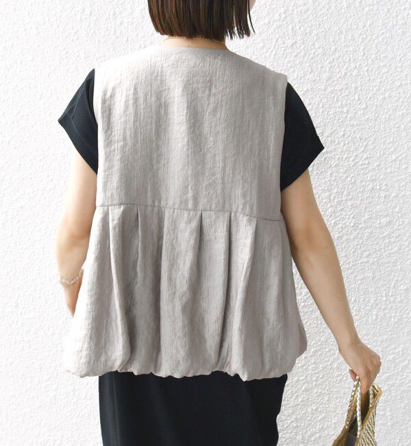 SHIPS for women「〈手洗い可能〉サテン タック バルーン ジレ」|ベスト・ジレ|