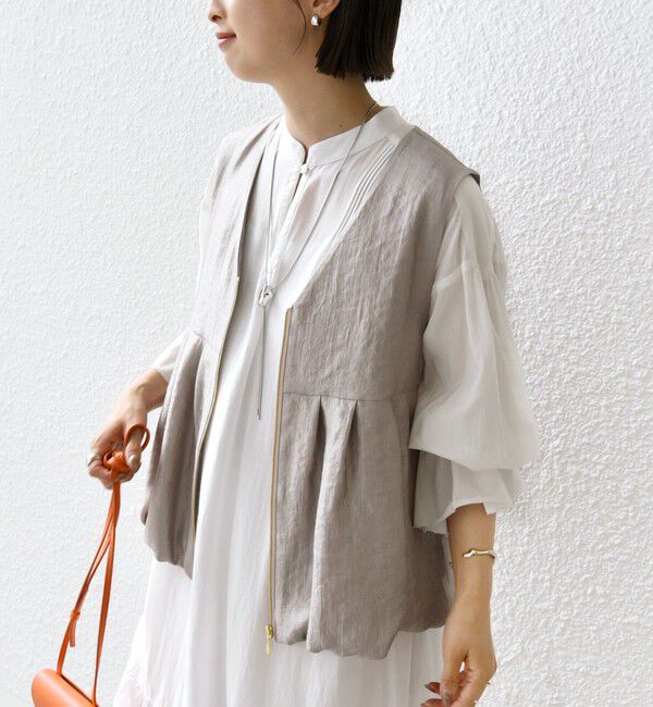 SHIPS for women「〈手洗い可能〉サテン タック バルーン ジレ」|ベスト・ジレ|