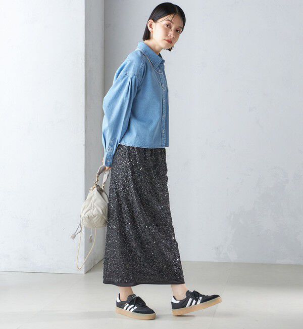 SHIPS for women「〈手洗い可能〉スパンコール Iライン スカート」|スカート|