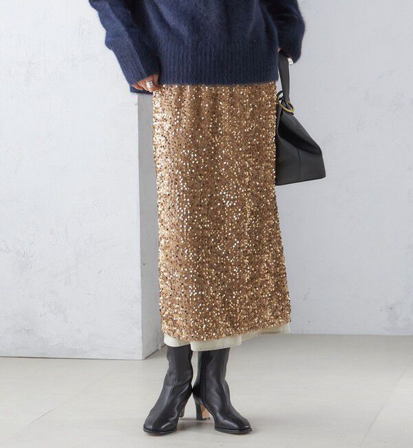 SHIPS for women「〈手洗い可能〉スパンコール Iライン スカート」|スカート|
