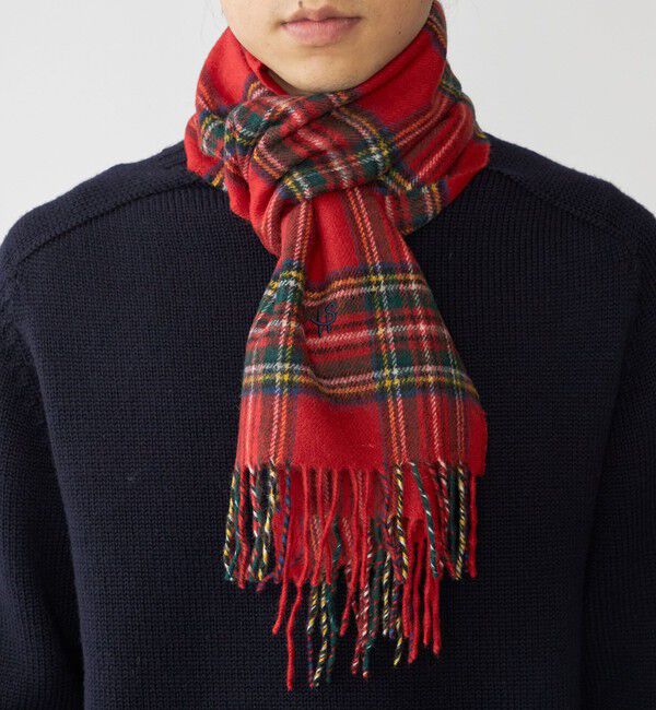 SHIPS「【WEB限定/SHIPS別注】John Scott: ワンポイント ロゴ ラムウール マフラー」|マフラー|