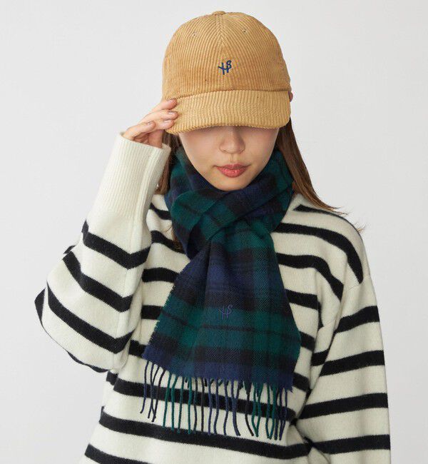 SHIPS「【WEB限定/SHIPS別注】John Scott: ワンポイント ロゴ ラムウール マフラー」|マフラー|オリーブ