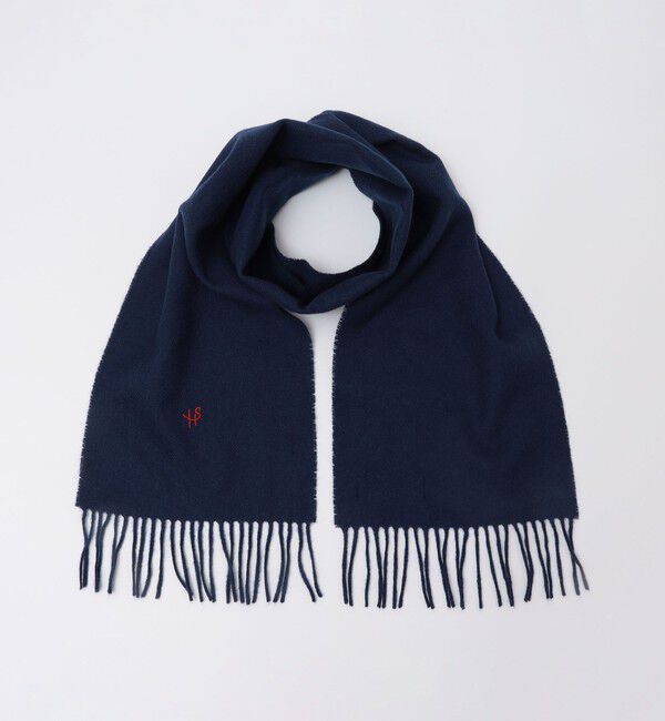 SHIPS「【WEB限定/SHIPS別注】John Scott: ワンポイント ロゴ ラムウール マフラー」|マフラー|ネイビー