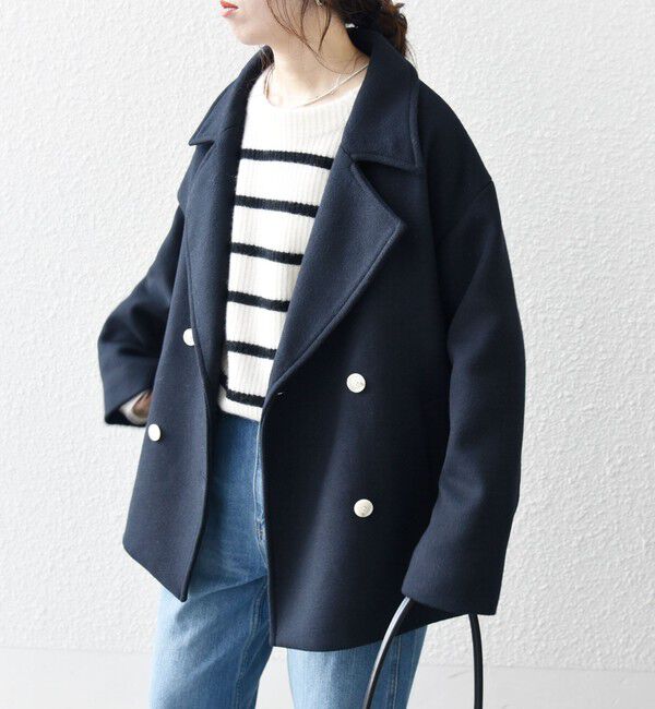 SHIPS any「SHIPS any: ウール ミックス コクーン ショート Pコート」|その他|