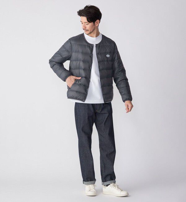 SHIPS「【WEB限定/SHIPS別注】TAION: ロゴワッペン ナイロン クルーネック インナーダウン カーディガン」|ダウン|