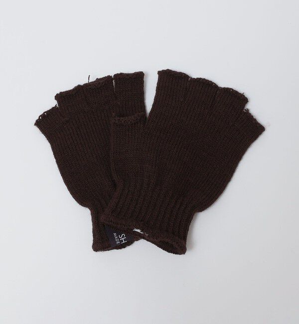 SHIPS「SHIPS: フィンガーレス ニット グローブ」|手袋|ダークブラウン