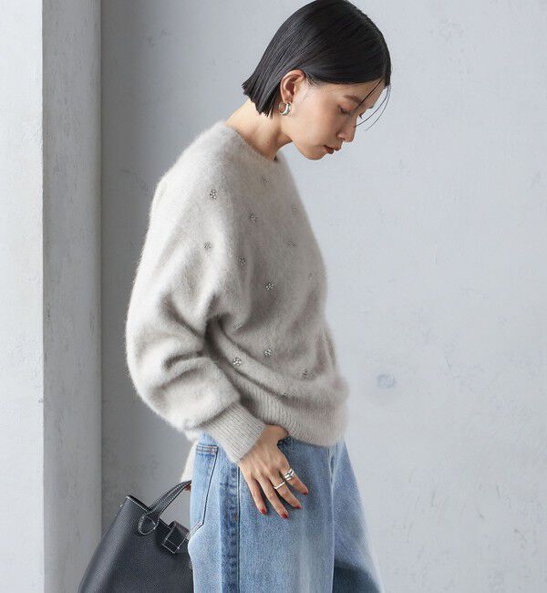 SHIPS for women「〈手洗い可能〉ビジュー FOX クルーネック プルオーバー」|ニット・セーター|