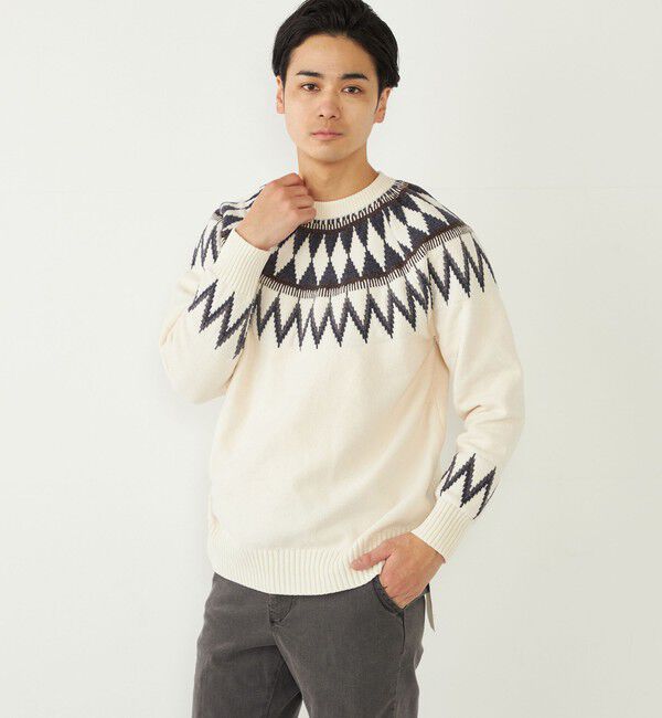 SHIPS Colors 「SHIPS Colors:〈手洗い可能〉ジャカード モール ニット」|ニット・セーター|