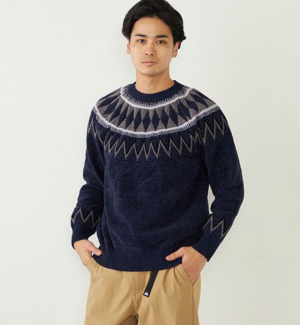 SHIPS Colors 「SHIPS Colors:〈手洗い可能〉ジャカード モール ニット」|ニット・セーター|