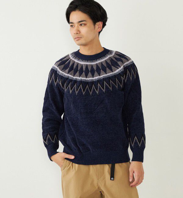 SHIPS Colors 「SHIPS Colors:〈手洗い可能〉ジャカード モール ニット」|ニット・セーター|