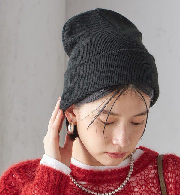 SHIPS for women「ロゴ 刺しゅう ニット キャップ」|ニット帽|ブラック