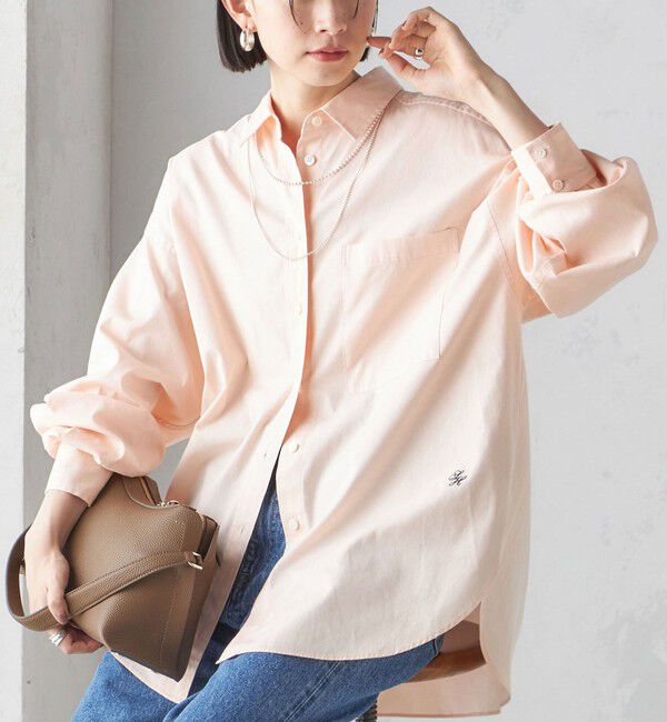 SHIPS for women「〈洗濯機可能〉ピン オックス 刺繍 シャツ」|シャツ・ブラウス|ベビーピンク