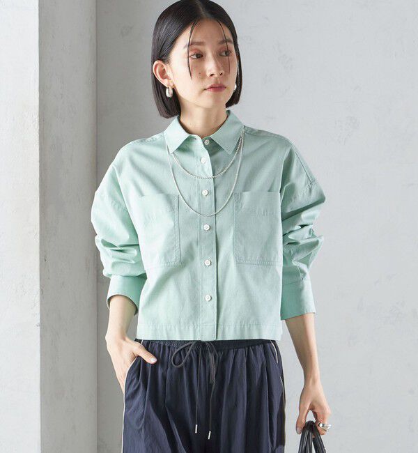 SHIPS for women「〈洗濯機可能〉ピン オックス 刺繍 クロップド シャツ」|シャツ・ブラウス|