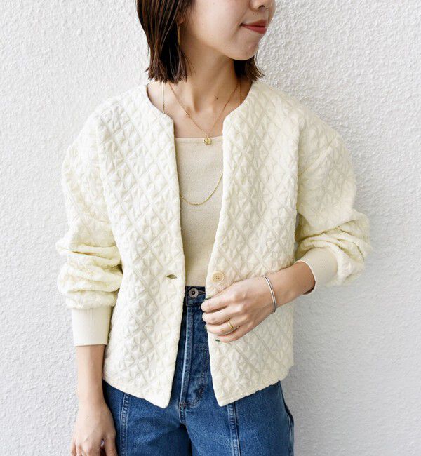 SHIPS for women「【WEB限定】〈手洗い可能〉キルティング ジャカード カーディガン」|カーディガン|