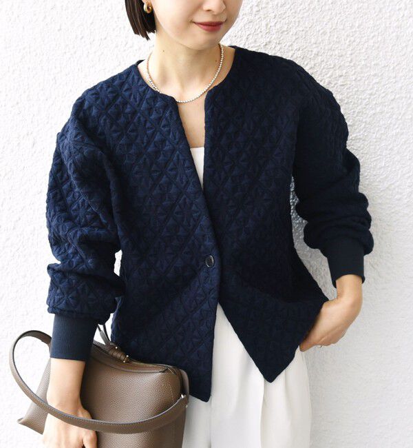 SHIPS for women「【WEB限定】〈手洗い可能〉キルティング ジャカード カーディガン」|カーディガン|