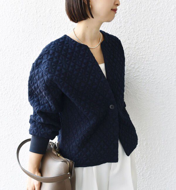 SHIPS for women「【WEB限定】〈手洗い可能〉キルティング ジャカード カーディガン」|カーディガン|