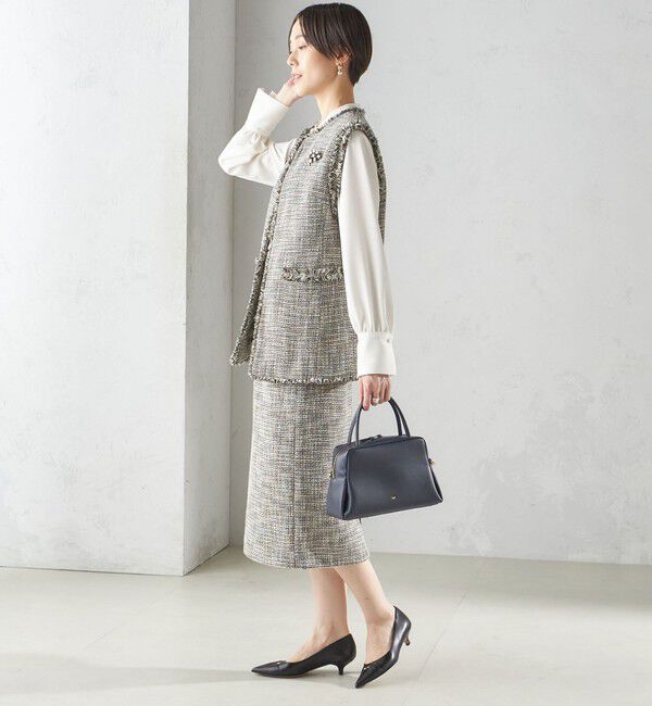 SHIPS for women「スラブ ツイード ロング ジレ（セレモニー対応可）」|ベスト・ジレ|