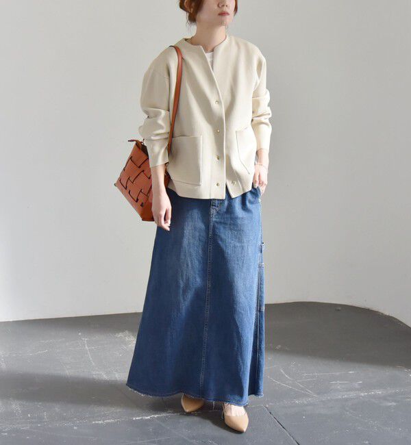 quaranciel「《一部追加予約》quaranciel:〈手洗い可能〉ノーカラー ポケット ニット ジャケット」|ノーカラージャケット|