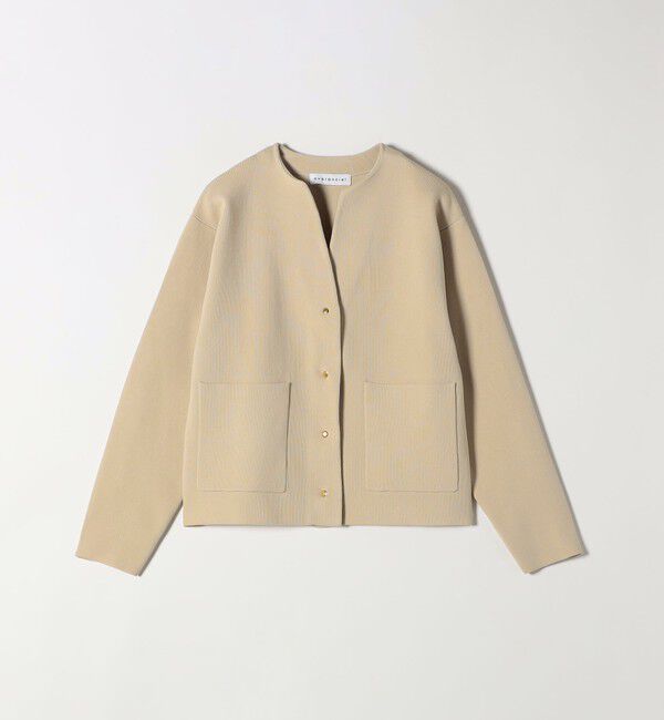 quaranciel「《一部追加予約》quaranciel:〈手洗い可能〉ノーカラー ポケット ニット ジャケット」|ノーカラージャケット|