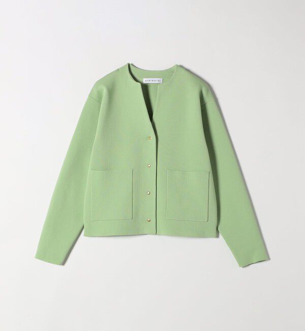 quaranciel「《一部追加予約》quaranciel:〈手洗い可能〉ノーカラー ポケット ニット ジャケット」|ノーカラージャケット|