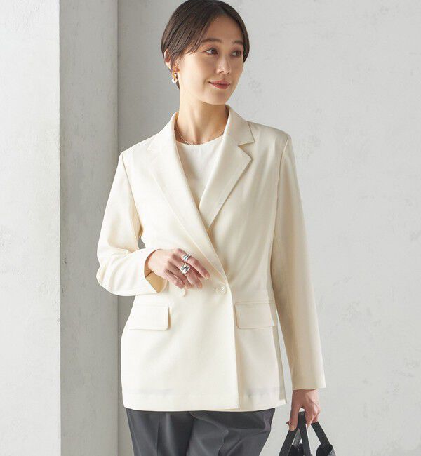 SHIPS for women「〈手洗い可能〉ツイル ダブル ジャケット（セットアップ対応）」|テーラードジャケット|