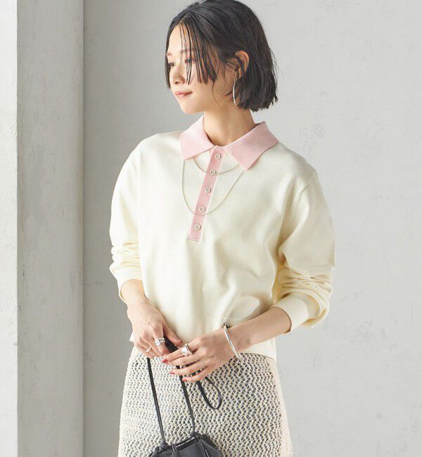 SHIPS for women「〈手洗い可能〉配色 ポロカラー プルオーバー」|ニット・セーター|