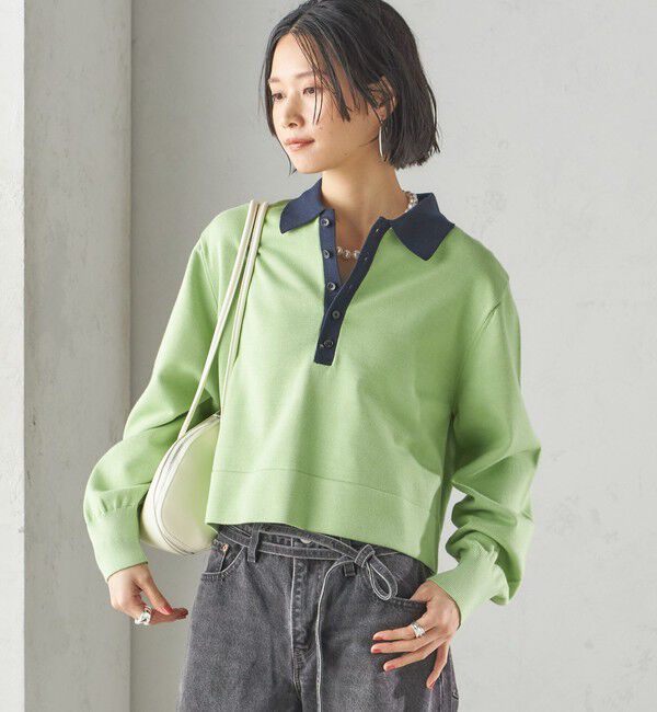 SHIPS for women「〈手洗い可能〉配色 ポロカラー プルオーバー」|ニット・セーター|