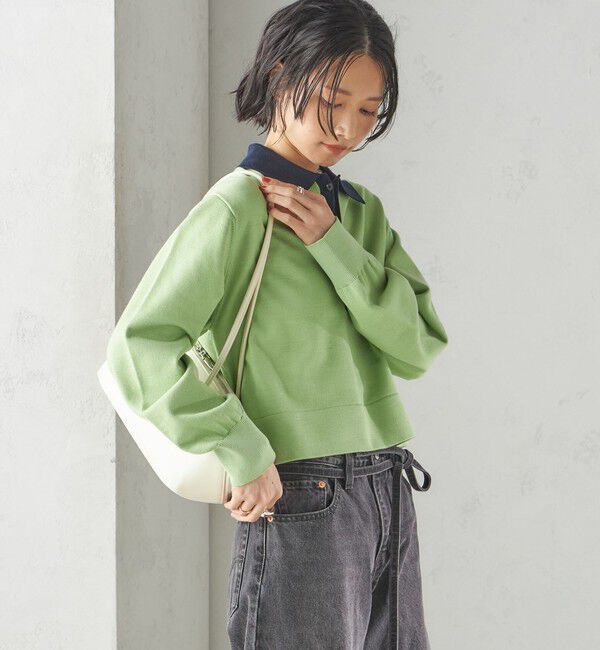 SHIPS for women「〈手洗い可能〉配色 ポロカラー プルオーバー」|ニット・セーター|