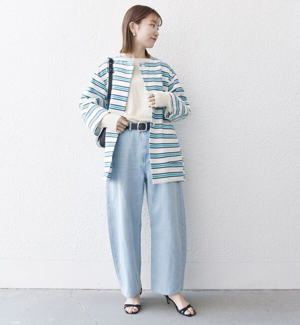 SHIPS any「SHIPS any:キャンバス ボーダー コクーン ノーカラー コート」|ノーカラーコート|