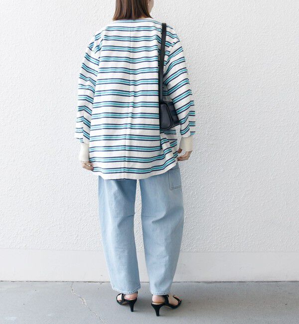 SHIPS any「SHIPS any:キャンバス ボーダー コクーン ノーカラー コート」|ノーカラーコート|