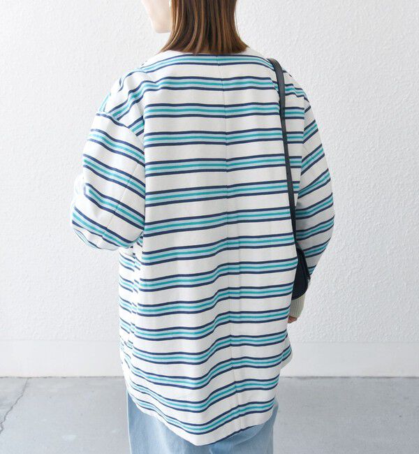 SHIPS any「SHIPS any:キャンバス ボーダー コクーン ノーカラー コート」|ノーカラーコート|