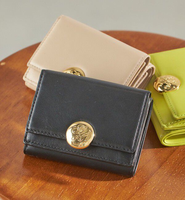 SHIPS for women「イタリアンレザー ゴールドパーツ 三つ折り 財布」|財布|ブラック