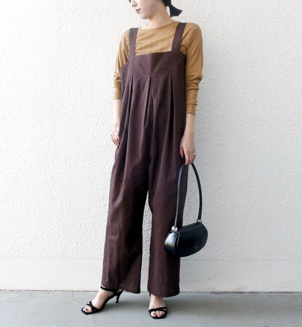 SHIPS any「SHIPS any:〈洗濯機可能〉リネン ミックス タック ワイド サロペット」|オールインワン|