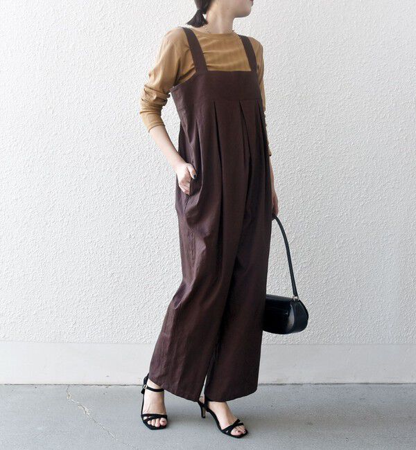 SHIPS any「SHIPS any:〈洗濯機可能〉リネン ミックス タック ワイド サロペット」|オールインワン|