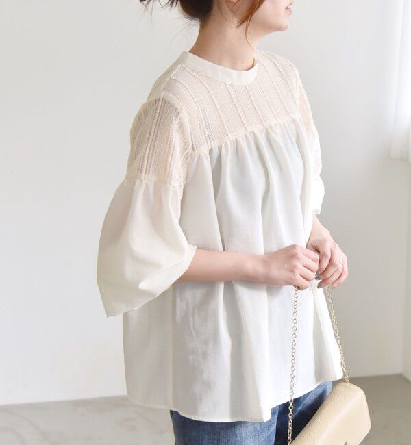 quaranciel「quaranciel:〈手洗い可能〉ラッセル レース フィブリル ブラウス」|シャツ・ブラウス|