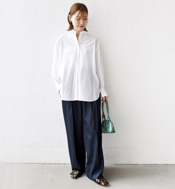 SHIPS for women「SHIPS Primary Navy Label:コットン タイプライター ビッグ シャツ」|シャツ・ブラウス|