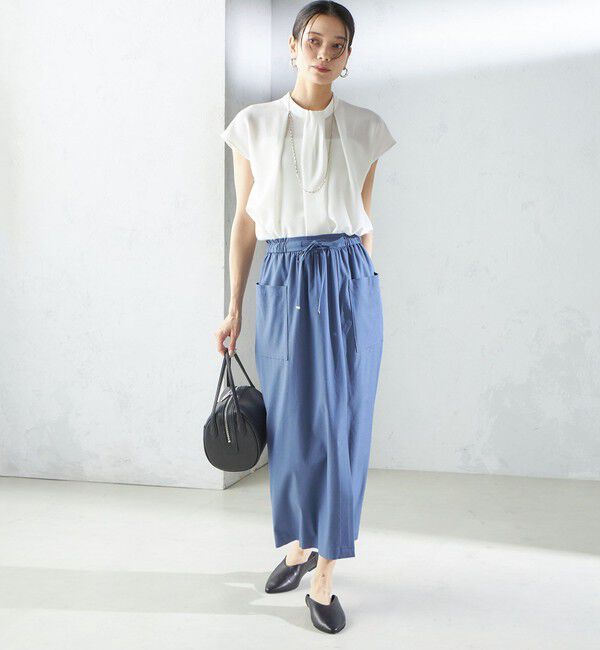 SHIPS for women「〈手洗い可能〉麻混 ストレッチ ドロスト Aライン スカート」|台形|