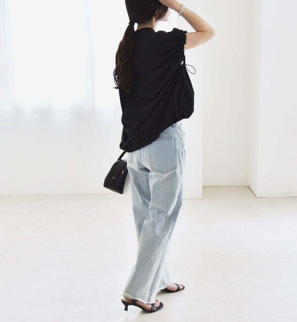 quaranciel「quaranciel:〈接触冷感/汗染み防止加工/洗濯機可能〉ドロスト ギャザー チュニック TEE」|Tシャツ・カットソー|