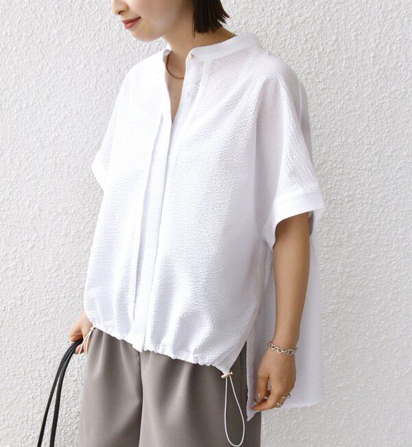 SHIPS for women「〈手洗い可能〉サッカー 裾 ドロスト ドルマン ブラウス」|シャツ・ブラウス|