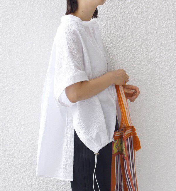 SHIPS for women「〈手洗い可能〉サッカー 裾 ドロスト ドルマン ブラウス」|シャツ・ブラウス|