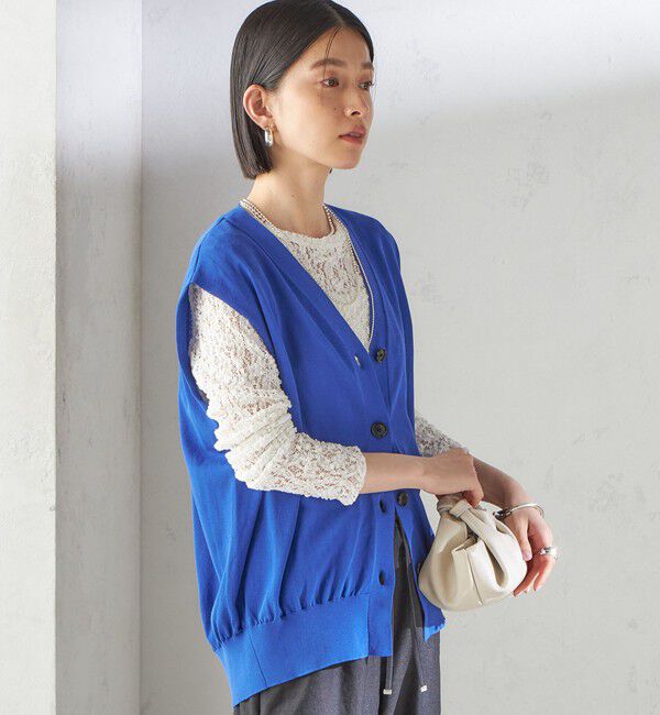 SHIPS for women「〈接触冷感 / 手洗い可能〉アイスコットン フレンチ スリーブ ジレ カーディガン」|ベスト・ジレ|