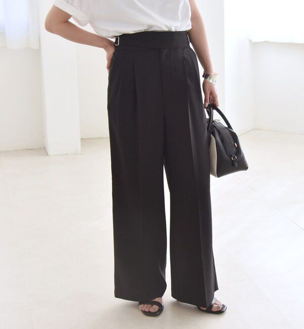 quaranciel「quaranciel:〈洗濯機可能〉ウーステッド ハイウエスト グルカ ワイド パンツ」|その他|